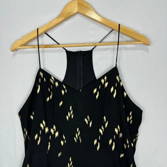 Everly Spaghetti Dress Black and Gold Size Large Racerback Knee Length Flare - Picture 3 of 16